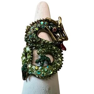 Kirk's Folly dragon ring multi color rhinestones signed fantasy jewelry witchy